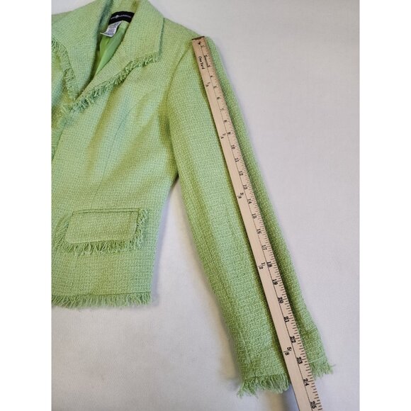 Sag Harbor Sz 8 Blazer Jacket Waffle Knit Fray Trim Pockets Chic Easter Pastel - Picture 6 of 12